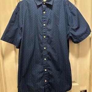 Tommy Hilfiger Navy Microdot Short-Sleeve Button-Down Shirt